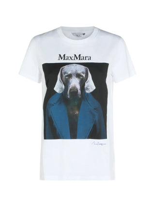 MAX MARA photographic-print T-shirt. Front and back William Wegman imagery. Pure cotton, crewneck. Italian-made art that is also available at our Lisbon store. 