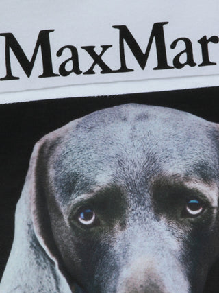 MAX MARA photographic-print T-shirt. Front and back William Wegman imagery. Pure cotton, crewneck. Italian-made art that is also available at our Lisbon store. 