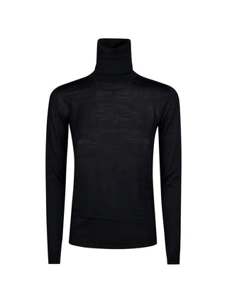 Max Mara roll-neck sweater crafted from soft virgin wool. A sleek, lightweight layering piece with ribbed cuffs and a timeless roll-neck. 