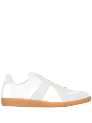 White leather lace-up sneakers by Maison Margiela