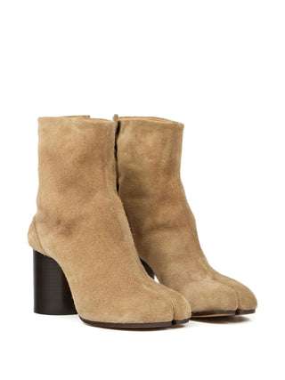 Suede ankle boots with round heel by Maison Margiela.