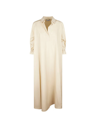 Max Mara Beige shirt dress with long sleeves and collar. 
