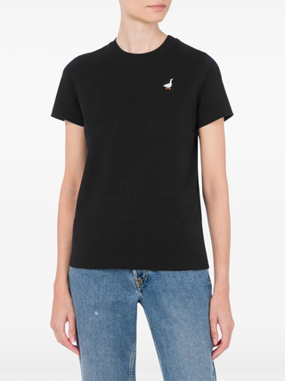 Moschino black embroidered T-shirt with crew neck and short sleeves, a clean everyday piece available at our Lisbon store.