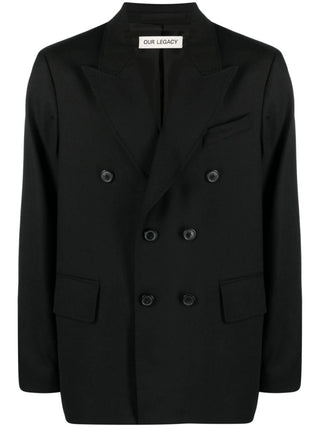 Our Legacy black wool double-breasted blazer 