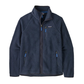Navy blue fleece jacket with blue zippers by Patagonia