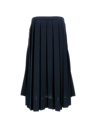Navy pleated midi skirt by Plan C