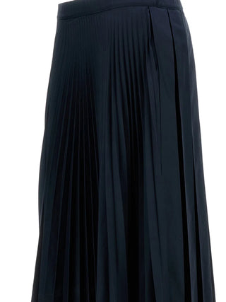 Navy pleated midi skirt by Plan C.