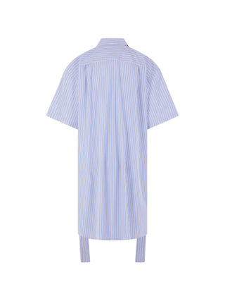 Blue and white striped shirt on a white background