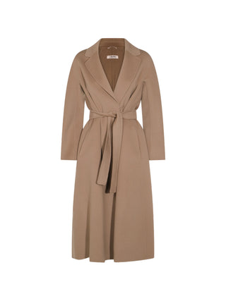 'S Max Mara belted coat. Sculptural robe silhouette in pure virgin wool. Signature Italian understated luxury, available at our Lisbon store. 
