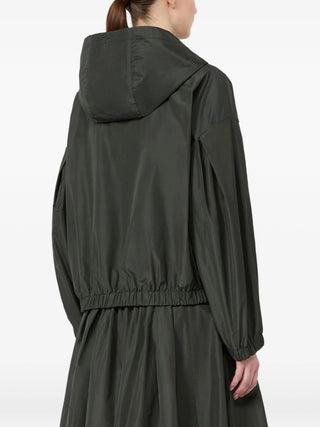 'S Max Mara Eliseo hooded raincoat. Zip fastening, long sleeves, and elasticated cuffs. 100% polyester with rear logo embroidery. Available at our Lisbon store.