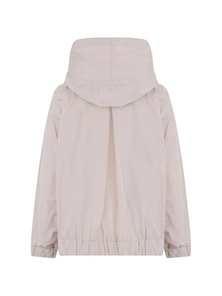'S Max Mara water-repellent taffeta jacket. Oversized hooded design with logo tapes and elasticated hems. Italian utility style. Available at our Lisbon store.