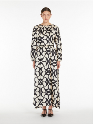 S Max Mara Printed Silk Flared Dress - SHEET-1 - LISBON STORE