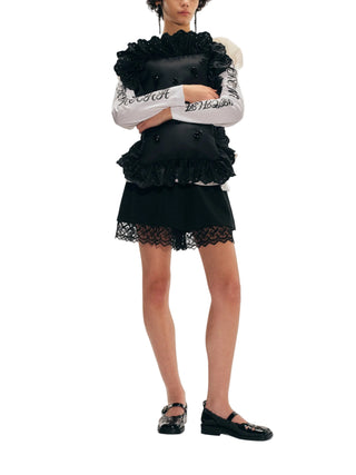 Simone Rocha black Pillowcase ruffled clutch with beaded detail. A refined evening accessory available at our Lisbon store
