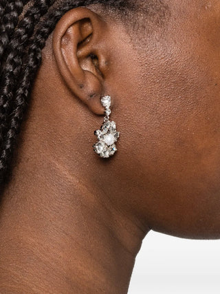 Simone Rocha silver-tone crystal and faux-pearl drop earrings with post-back fastening. Elegant finishing touch available at our Lisbon store.