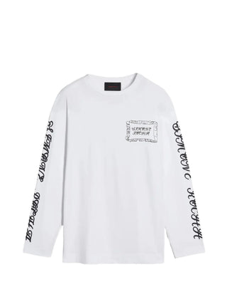 Simone Rocha white long sleeve T-shirt with Pillowcase logo print. A refined everyday staple available at our Lisbon store.
