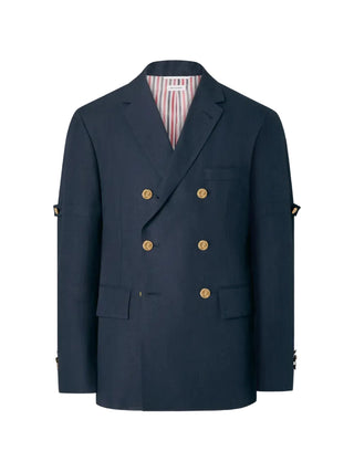 Thom Browne University Stripe Unconstructed Sport Coat. A relaxed, unconstructed silhouette in striped cotton or silk-cotton. Available at our Lisbon store. 