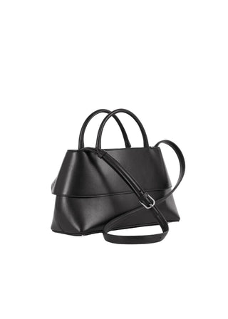 Small Mercer tote by TOTEME. Smooth leather, belt detailing, sunken zip closure, and red interior. Available at our Lisbon store. 