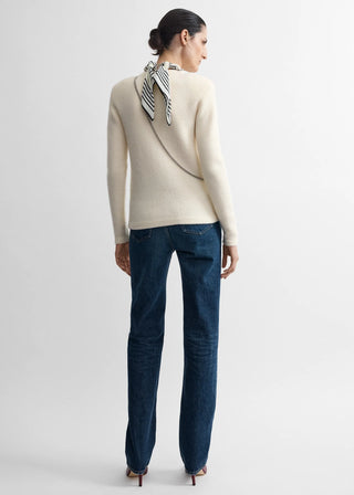 Toteme classic crewneck sweater - reimagined in a brushed alpaca, cashmere and silk blend. Designed  with shoulder pads for subtle, sculptural definition. 