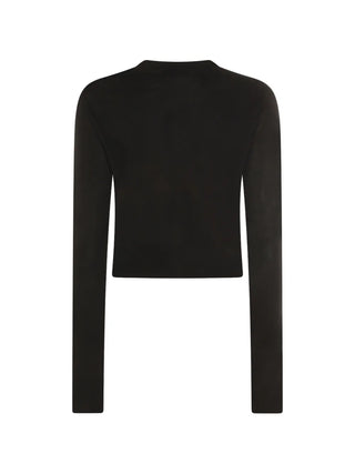 Vivienne Westwood Bea cropped cardigan in a soft organic cotton-cashmere blend. Features signature multicoloured Orb embroidery and amber buttons.