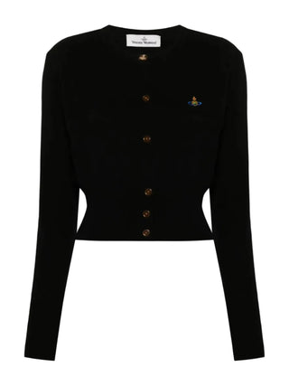 Bea Cropped Cardi in a soft organic cotton-cashmere blend. Features a round neckline, ribbed trims, and an Orb-engraved button. Available at our Lisbon store. 