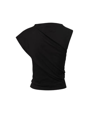 Vivienne Westwood Hebo top in soft organic cotton. Features the signature orb embroidery, slash-inspired boat neck, and asymmetric sleeves. 
