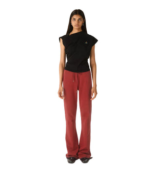 Vivienne Westwood Hebo top in soft organic cotton. Features the signature orb embroidery, slash-inspired boat neck, and asymmetric sleeves. 