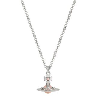 Vivienne Westwood New Petite Orb Pendant. The iconic three-dimensional orb with a crystal-encrusted Saturn ring on a delicate trace chain. 