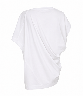 Vivienne Westwood oversized Hebo top. Single-shoulder draping with an asymmetric finish and embroidered Orb. 100% cotton. Available at our Lisbon store.
