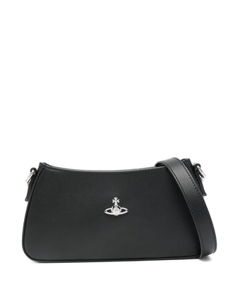 Vivienne Westwood Tasha phone bag with signature bas-relief Orb motif. Compact crossbody with zip closure and adjustable strap. Available at our Lisbon store.