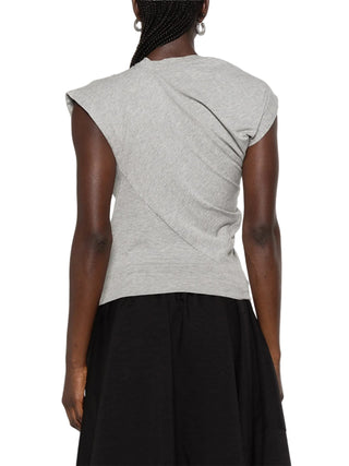 Vivienne Westwood Hebo asymmetric top. Slash-inspired neckline, draped design, and signature embroidered Orb motif. Organic cotton.