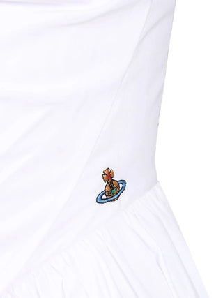 Vivienne Westwood Sunday dress. A sculpted organic cotton corset silhouette with a full midi skirt and signature orb embroidery. Available at our Lisbon store.