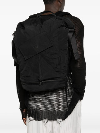 Person wearing a black backpack by Y3