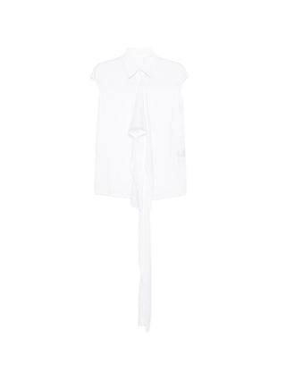 Plain white sleeveless ruffled top by Yohji Yamamoto
