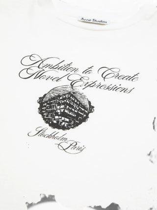 White t-shirt with black text and logo  by Acne Studios