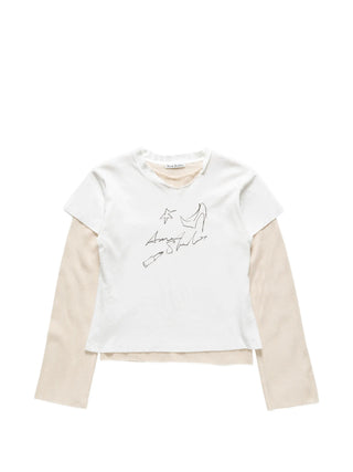 White and beige layered shirt with graphic print by Acne Studios