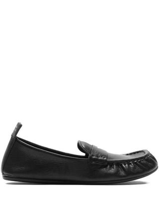 Black leather loafer slip-on shoe by Acne Studios