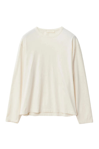 Off white long-sleeve top with round neck by Adnym Athletics.  