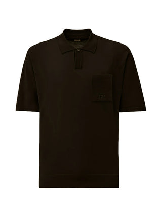 C.P. Company knitwear polo with a refined Lisle thread collar. Premium cotton construction for a sophisticated, elevated casual look.