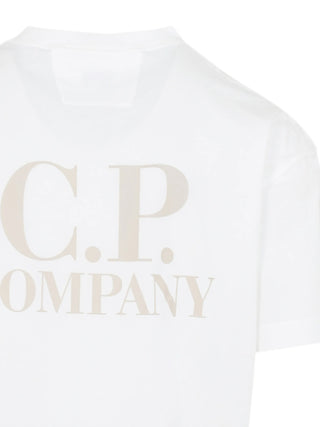C.P. Company graphic T-shirt in pure cotton. Features printed logo and bold graphic detailing for a distinctive, casual look. Available at our Lisbon store. 