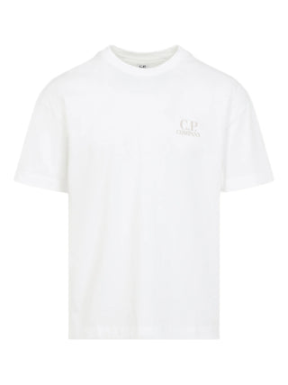 C.P. Company graphic T-shirt in pure cotton. Features printed logo and bold graphic detailing for a distinctive, casual look. Available at our Lisbon store. 