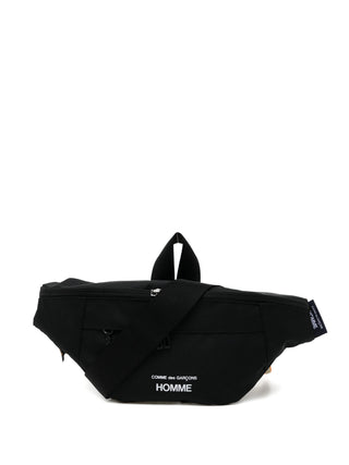 Black waist bag with 'COMME des GARÇONS HOMME' branding 