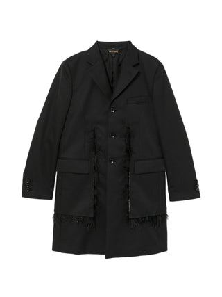 Black coat with frayed hem by Comme Des Garcons