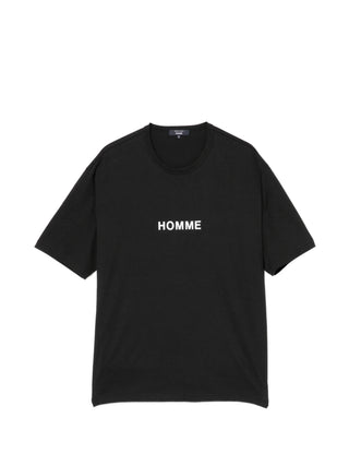Black t-shirt with 'HOMME' text by Comme Des Garcons Homme