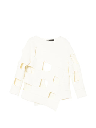 White shirt with gold geometric patterns 