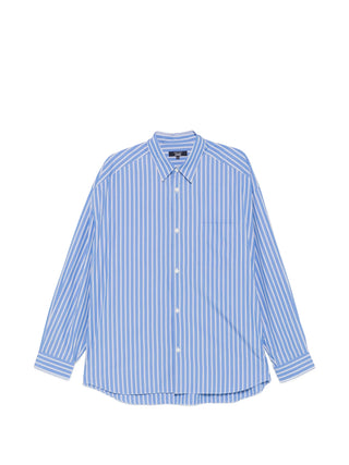 Blue and white striped shirt with long sleeves and collar by Comme Des Garcons Homme Plus