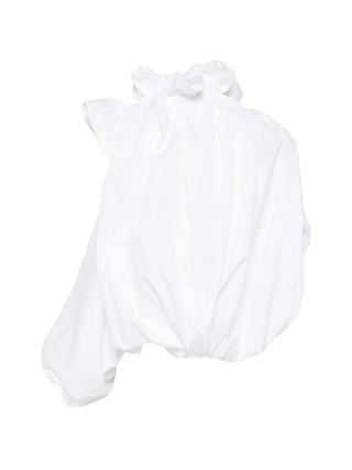 White ruffled blouse with asymetrical sleeve by Comme des Garcons