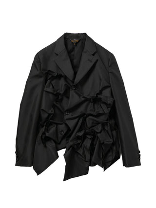 Black ruffled jacket with long sleeves by Commes des Garcons