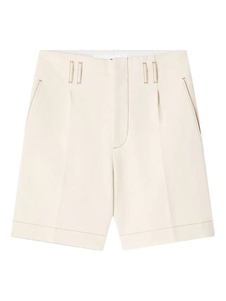 Beige shorts with drawstring and top stitch detail by Lanvin 