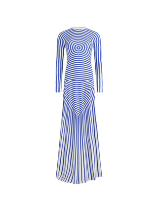 Blue and White long sleeve maxi dress by Jean Paul Gaultier. 