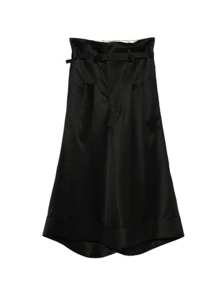 Black long pleated belted trousers by Junya Watanabe 